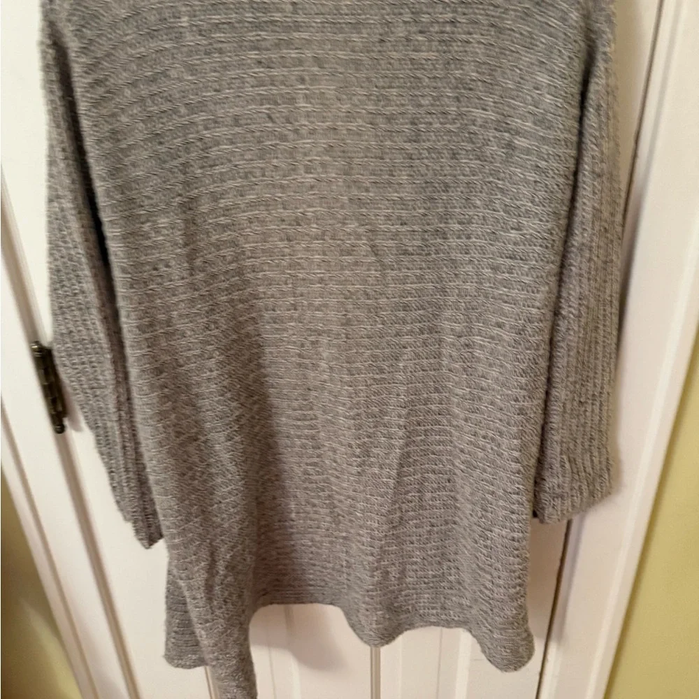 En Creme Open-Front Cardigan Sweater - Light Gray - Picture 3 of 3